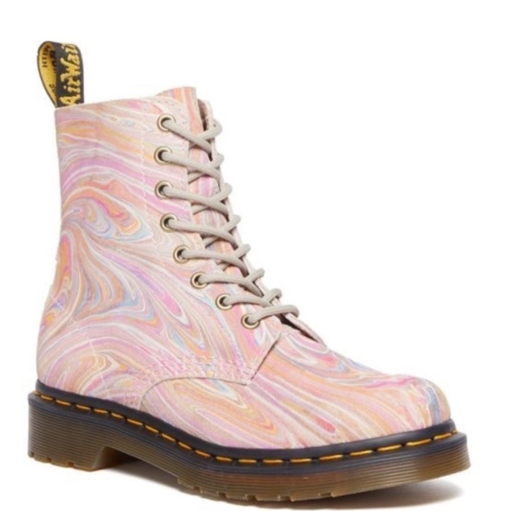 Dr. Martens 1460 Pascal Marbled Suede Combat Boots - US Size 6.5/ EU 37